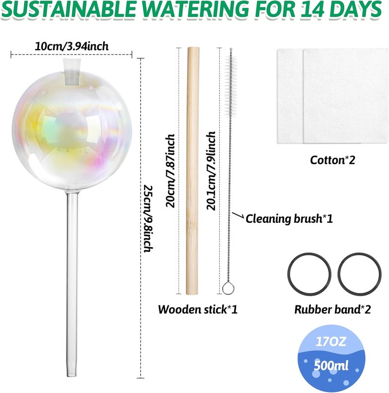Kaimfdg 17 oz Up 2 Weeks Large Plant Watering Globes, Self Watering Planter Insert Iridescent Rainbow Self Watering Globes, Vacation Plant Watering Devices-Watering Bulbs for Indoor Outdoor (Large 2-Pack) - Image 3